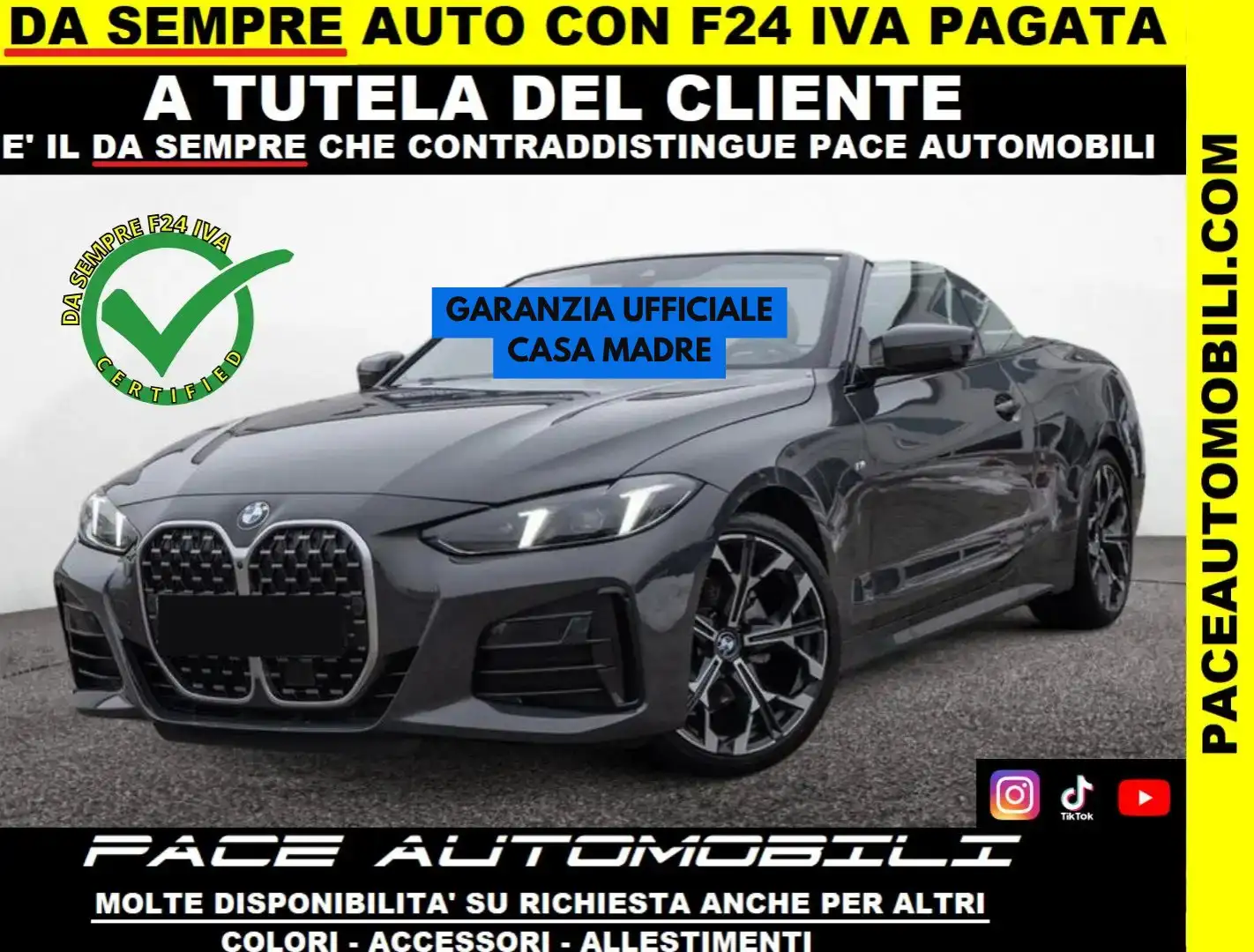 BMW 420 i CABRIO NEW M-SPORT MSPORT M SPORT KAMERA PDC Grigio - 1