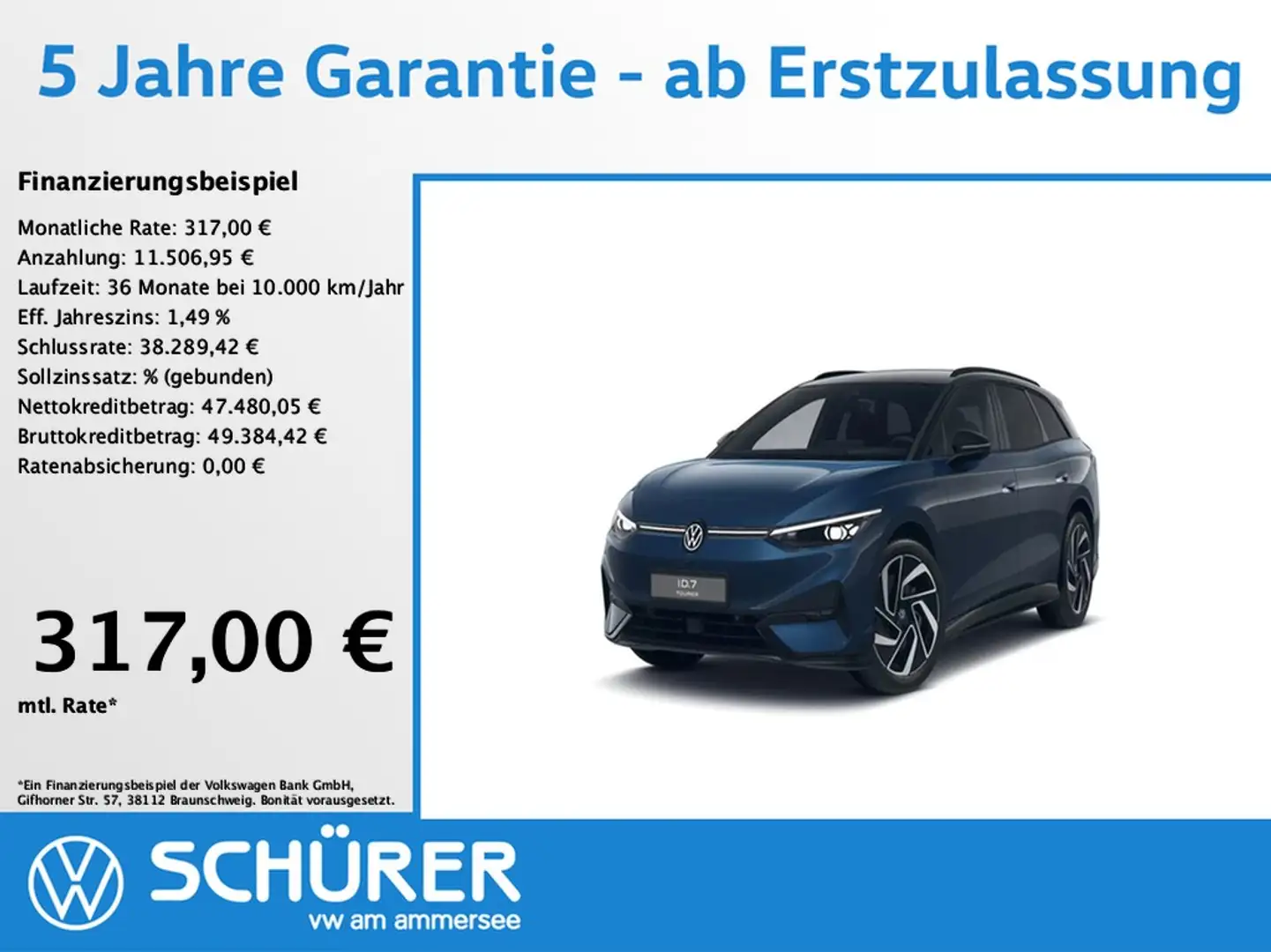 Volkswagen ID.7 Tourer Pro S BlackStyle DCC AHK 360° WäPump Fro... Kék - 1