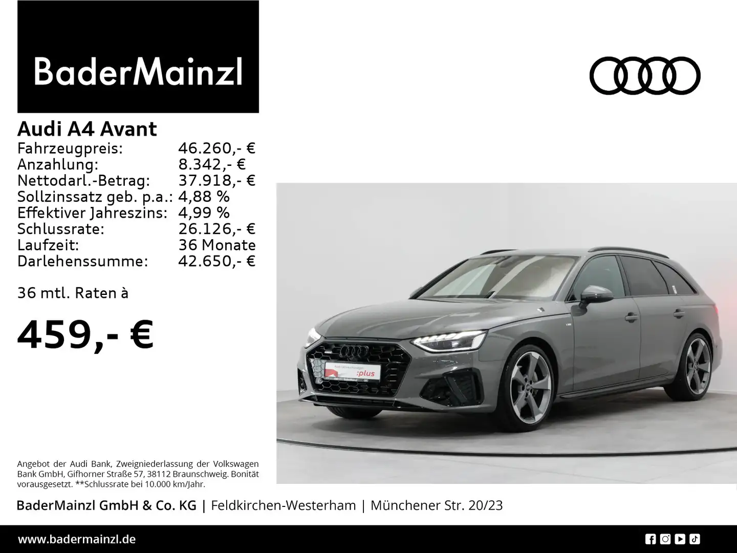 Audi A4 40 TFSI quattro S tronic S line Matrix Grau - 1