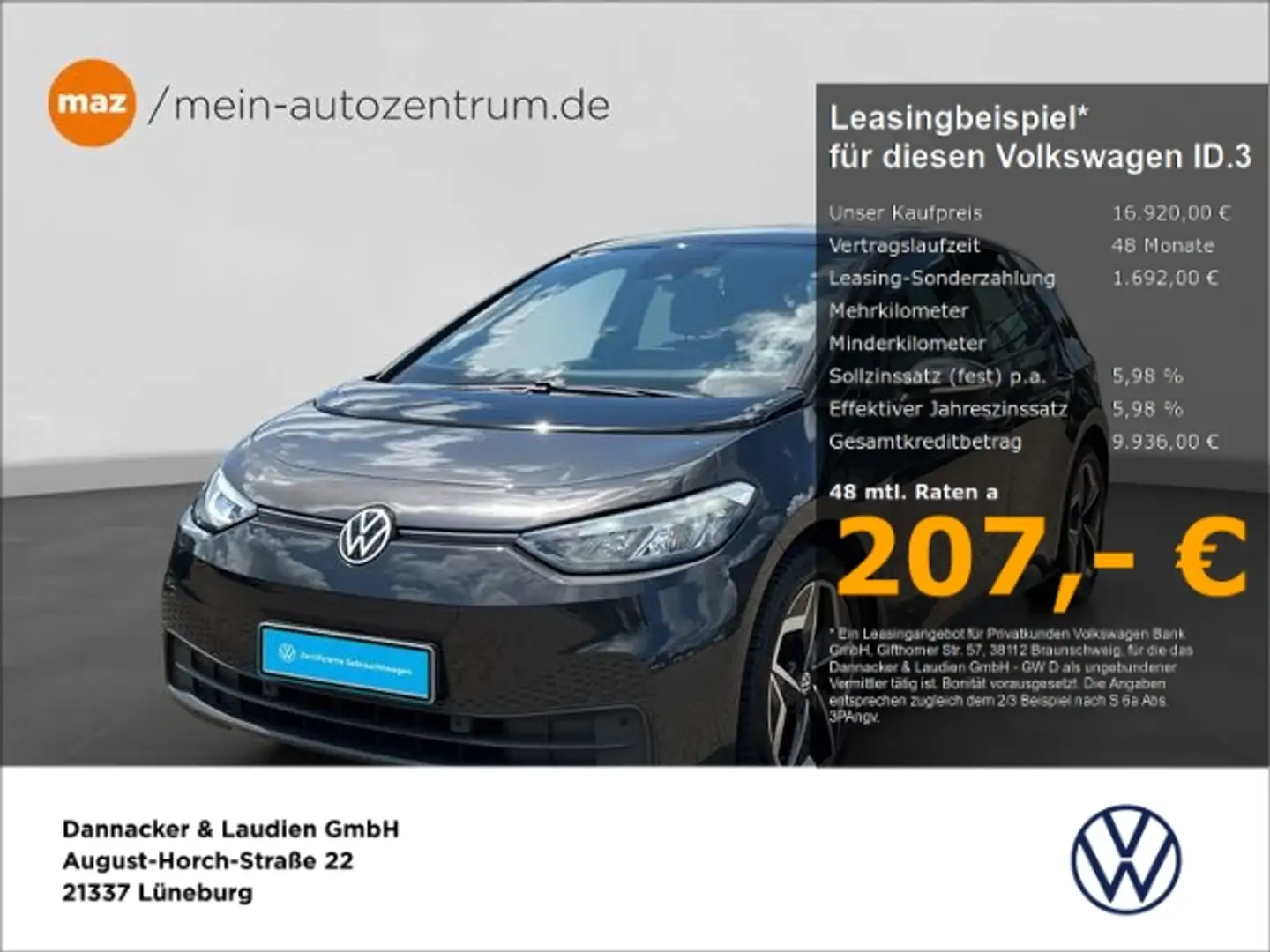 Volkswagen ID.3 Pure Performance 110 kW Alu LED Navi PDC Ap Grau - 1