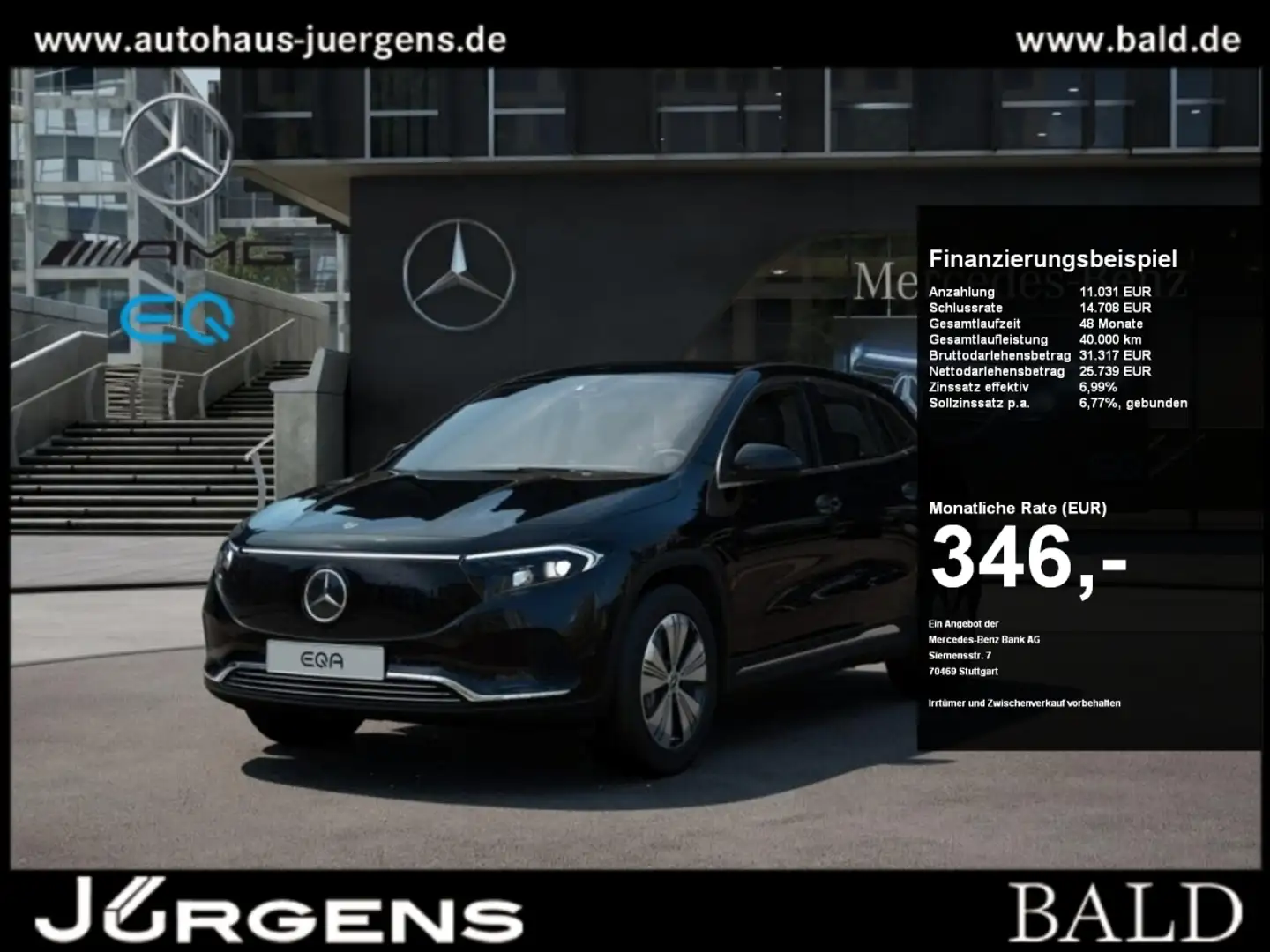 Mercedes-Benz EQA 350 4M Progressive/LED/Kamera/EASY-P/Totw/18 Noir - 1