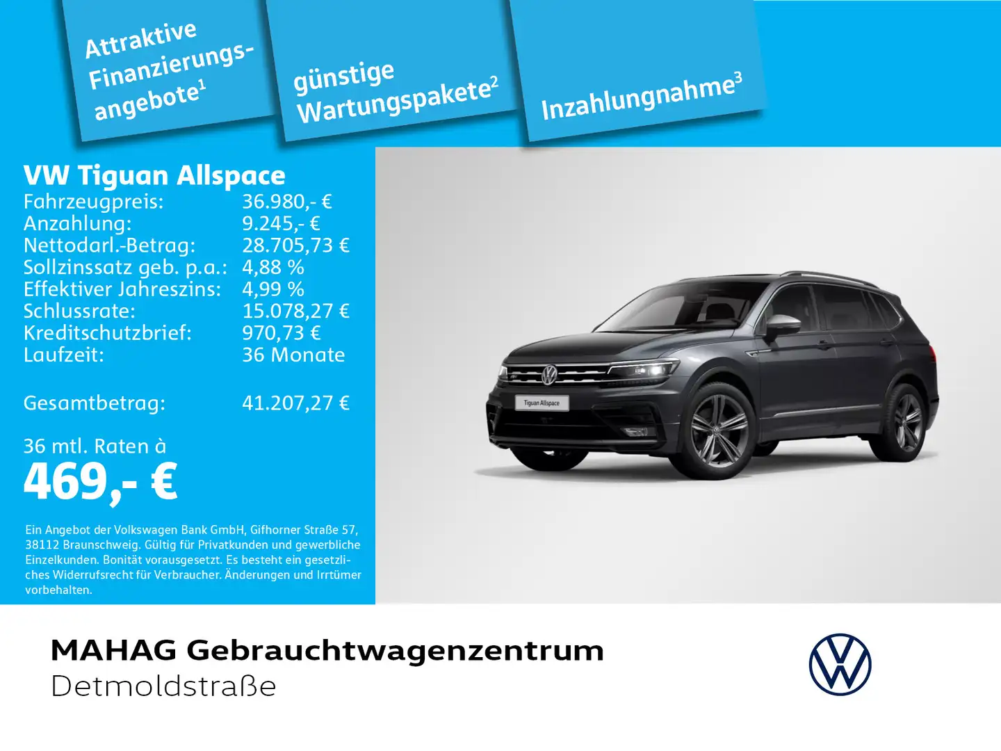 Volkswagen Tiguan Allspace R-Line 2,0 TDI 4MOT 7 Sitzer Led Grau - 1