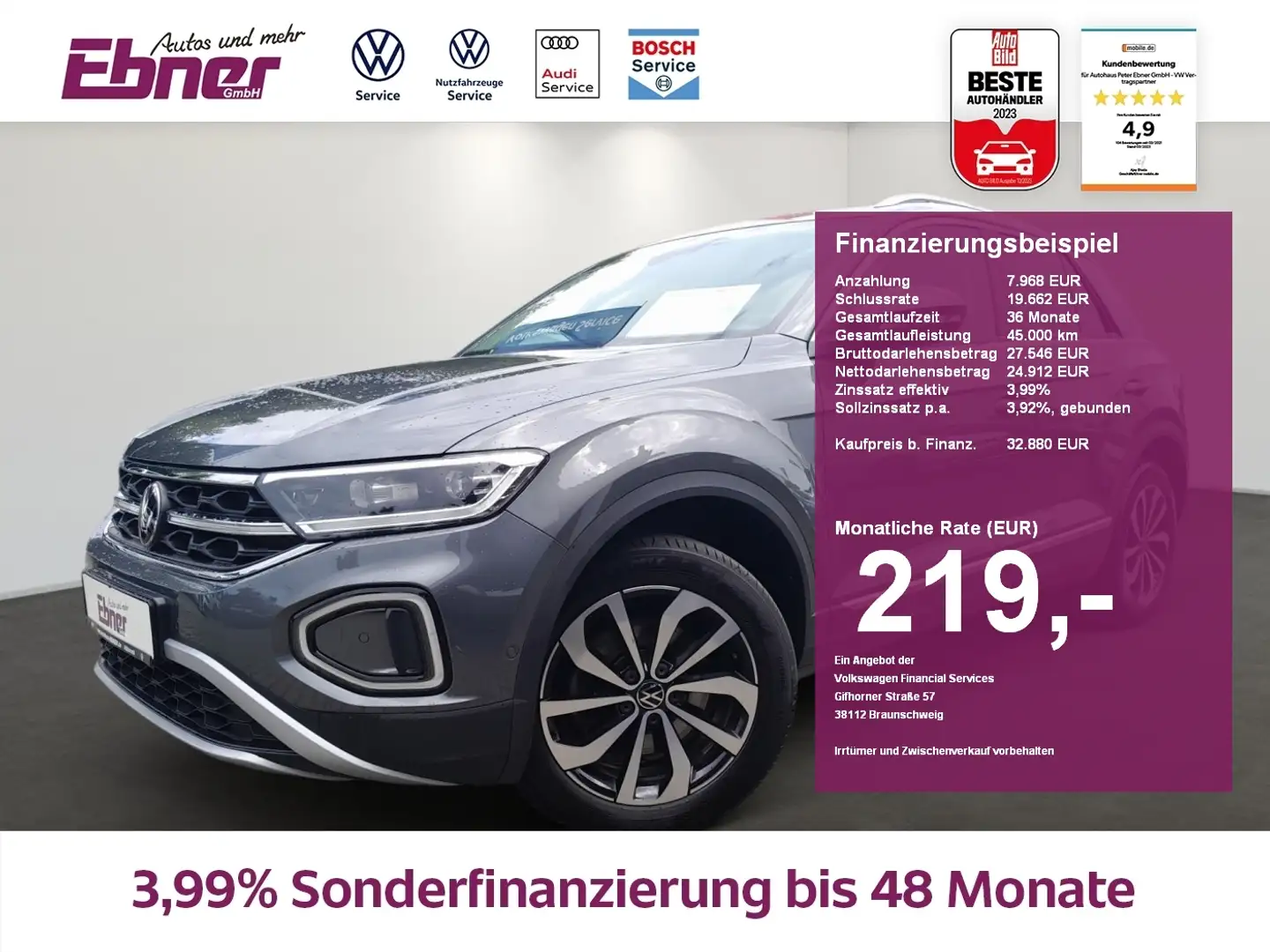 Volkswagen T-Roc STYLE TDI 4MOTION DSG PANO+STANDHZG+AHK+KAMERA+ Grau - 1