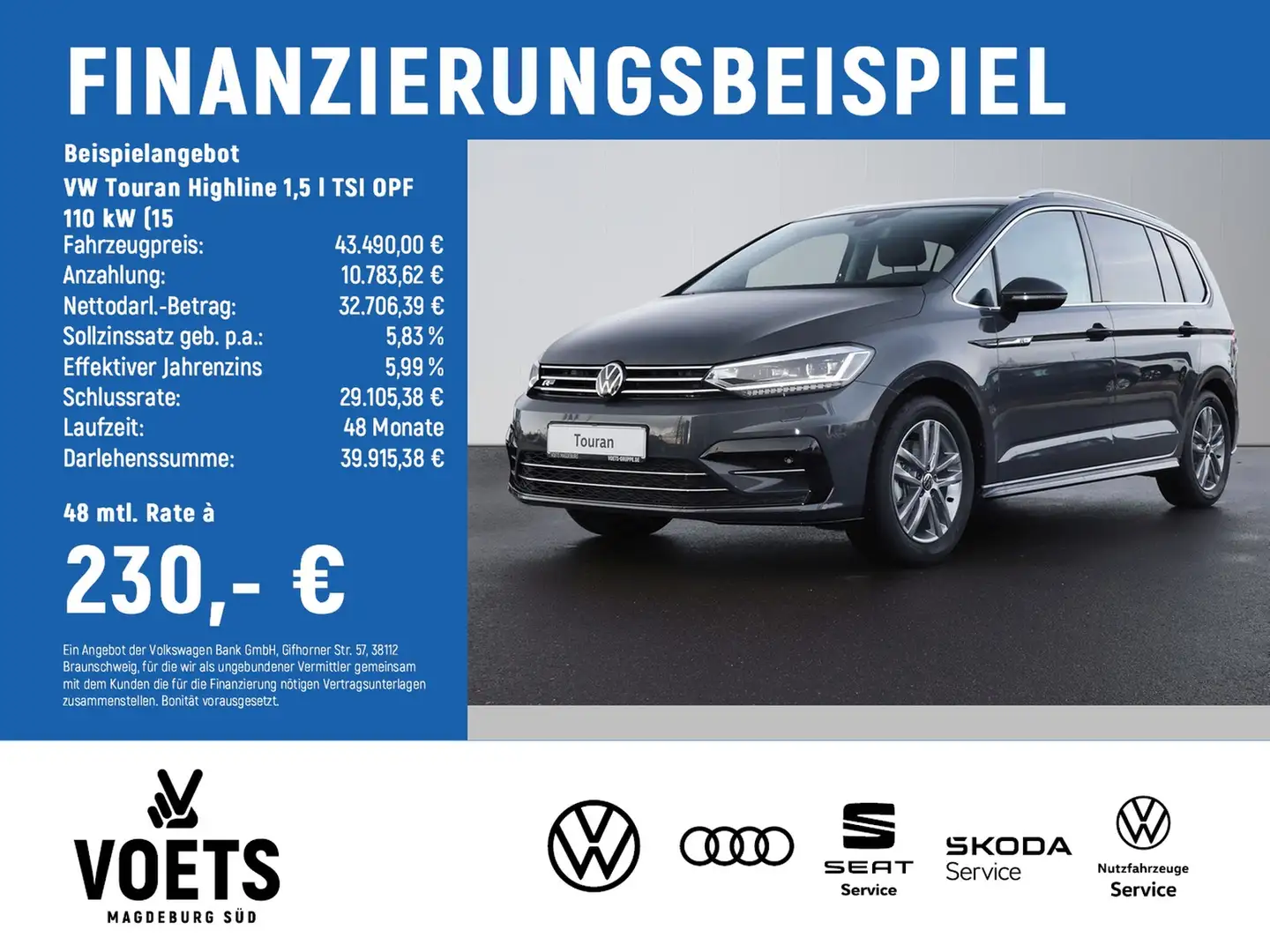 Volkswagen Touran Highline 1,5 l TSI OPF 110 kW (15 Grau - 2