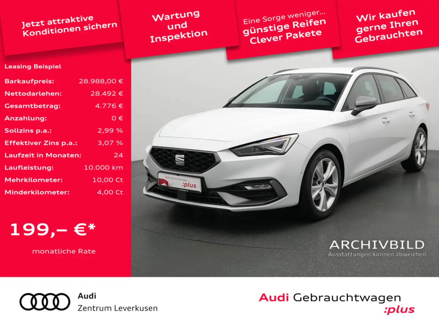 SEAT Leon ST FR DSG MATRIX LEDER NAVI VIRT ACC KAM Weiß - 1