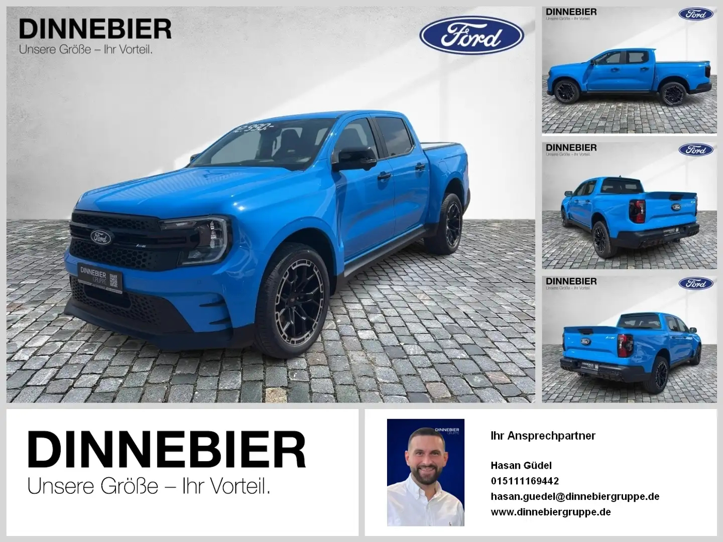 Ford Ranger DoKa 3.0 l EcoBlue MS-RT 177 kW 360 AHK Bleu - 1
