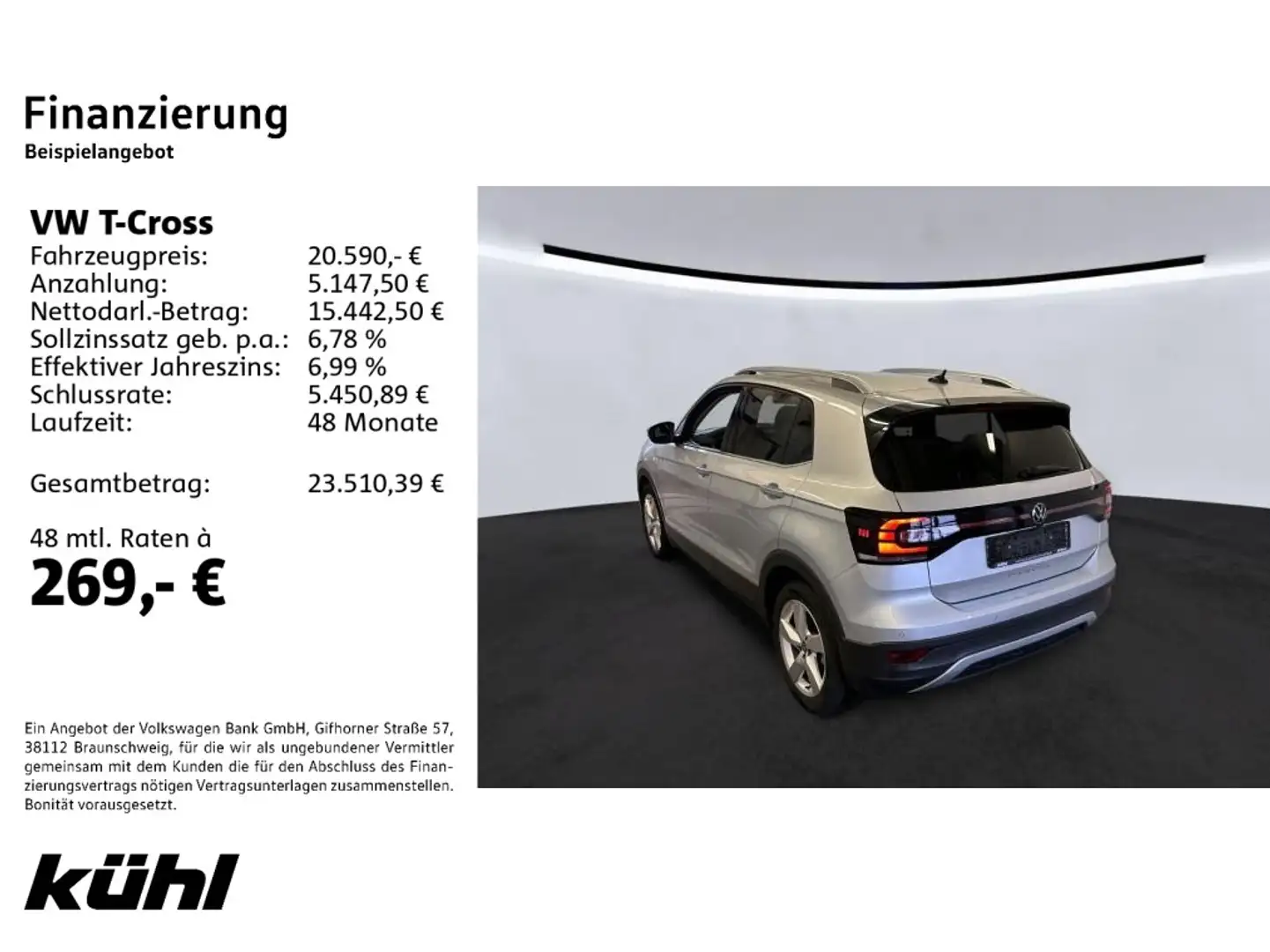 Volkswagen T-Cross 1.0 TSI Style LED/ACC/Kamera/App/Navi Argent - 2