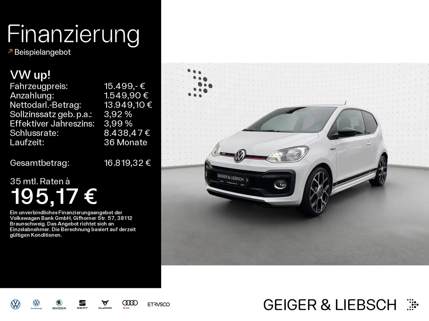 Volkswagen up! 1.0 TSI GTI*NAVI*KAMERA*SHZ*KLIMA*17ZOLL Blanc - 1