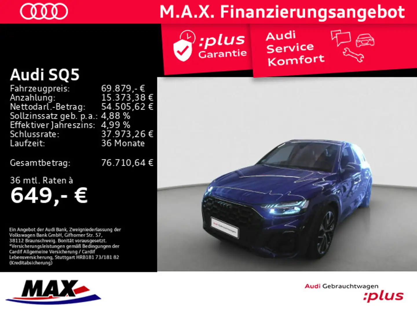 Audi SQ5 3.0 TDI QUATT MATRIX+AHK+PANO+HUD+MMI NAVI++ Blau - 1