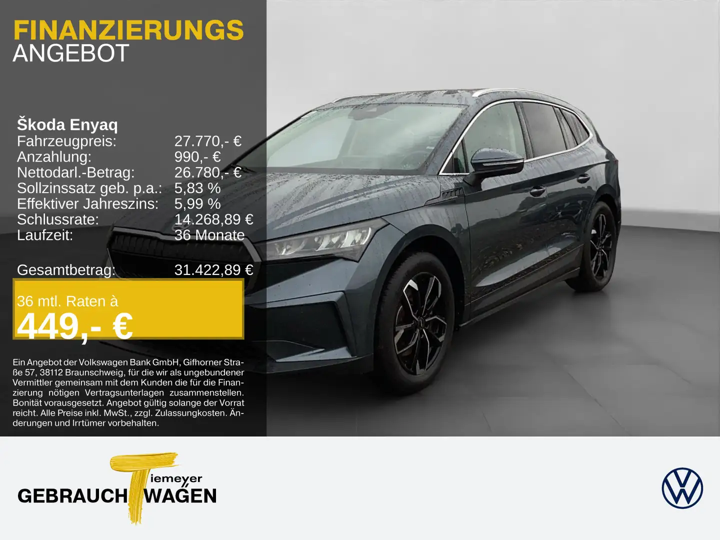 Skoda Enyaq iV 80 LODGE AHK PANO WÄRMEPUMPE Gris - 1