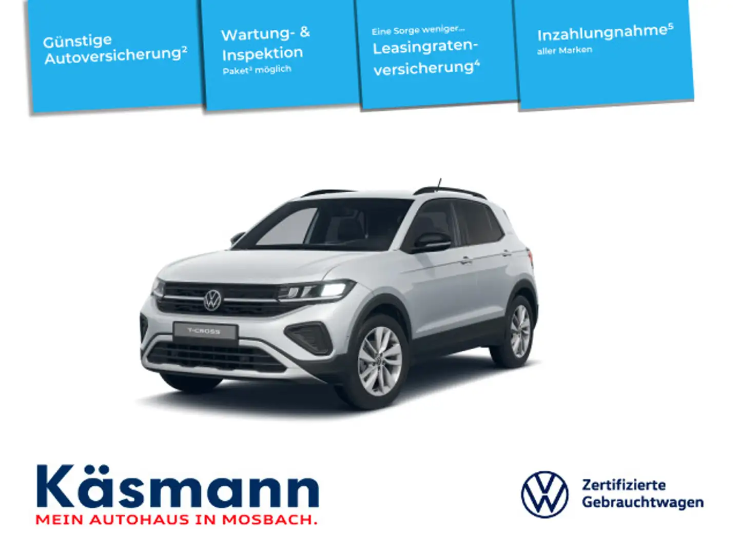 Volkswagen T-Cross 1.0TSI Goal DSG AHK NAVI LED SHZ ACC Silber - 1