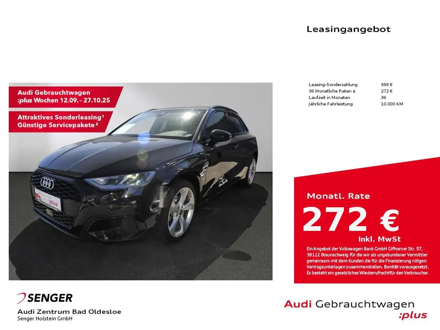 Audi A3 advanced 30 TDI AHK Optik schwarz Schwarz - 1