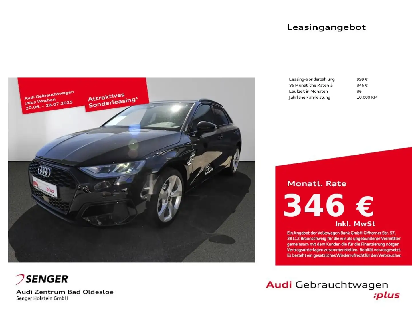Audi A3 advanced 30 TDI AHK Optik schwarz Schwarz - 1