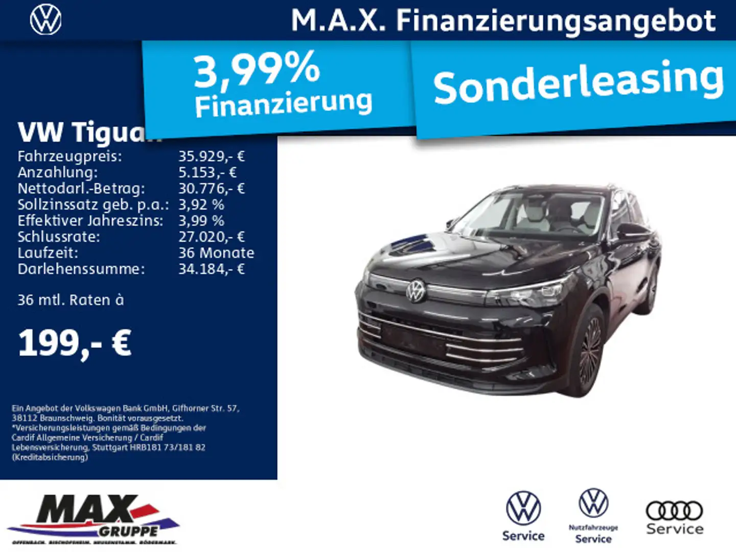 Volkswagen Tiguan 1.5 TSI DSG ELEGANCE LED+KAMERA+AHK+PDC+A Schwarz - 1