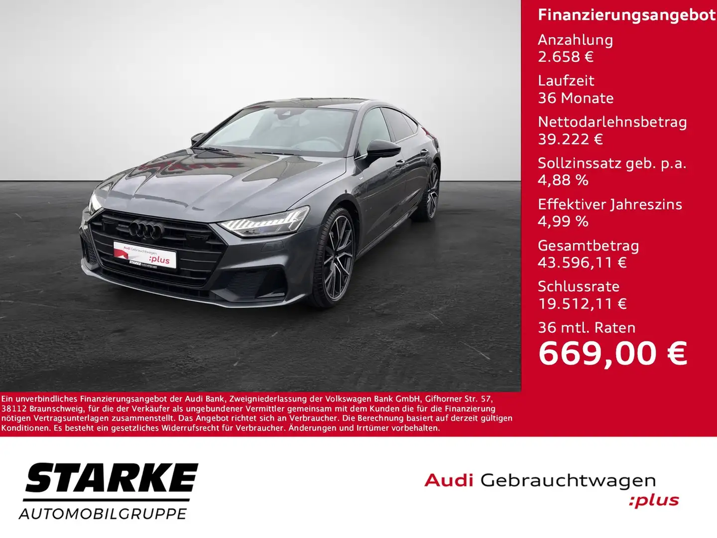 Audi A7 Sportback 40 TDI S tronic quattro S line Gris - 1
