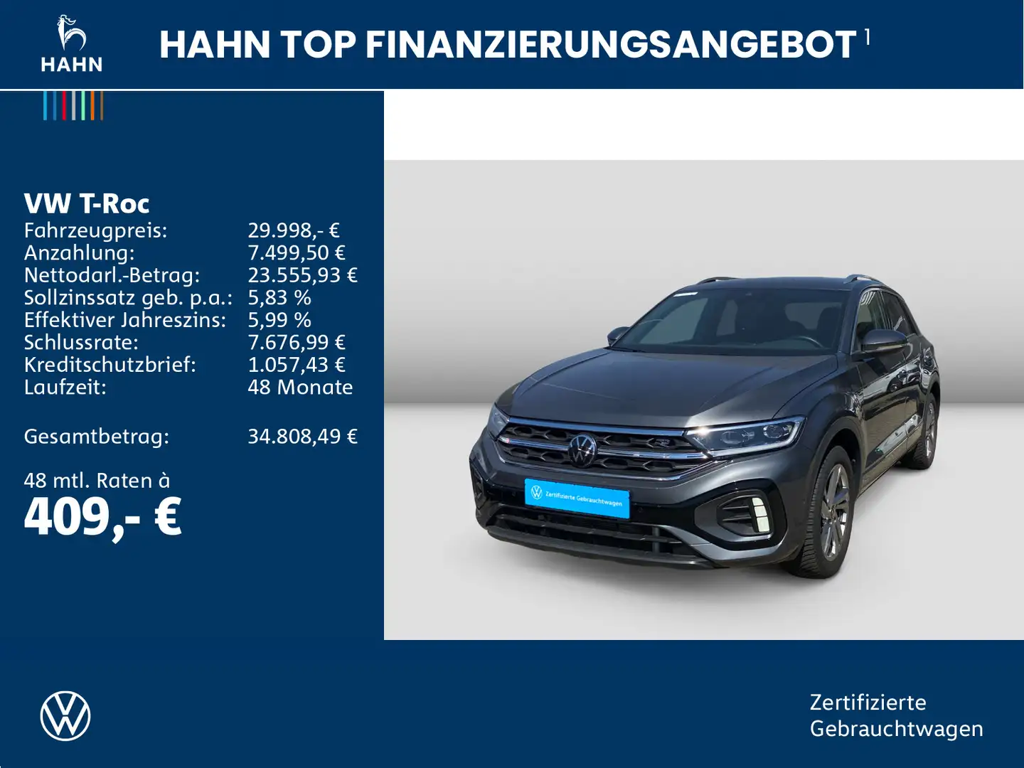 Volkswagen T-Roc 2.0TSI R-Line 4M DSG ACC PDC Climatr LED Grau - 2