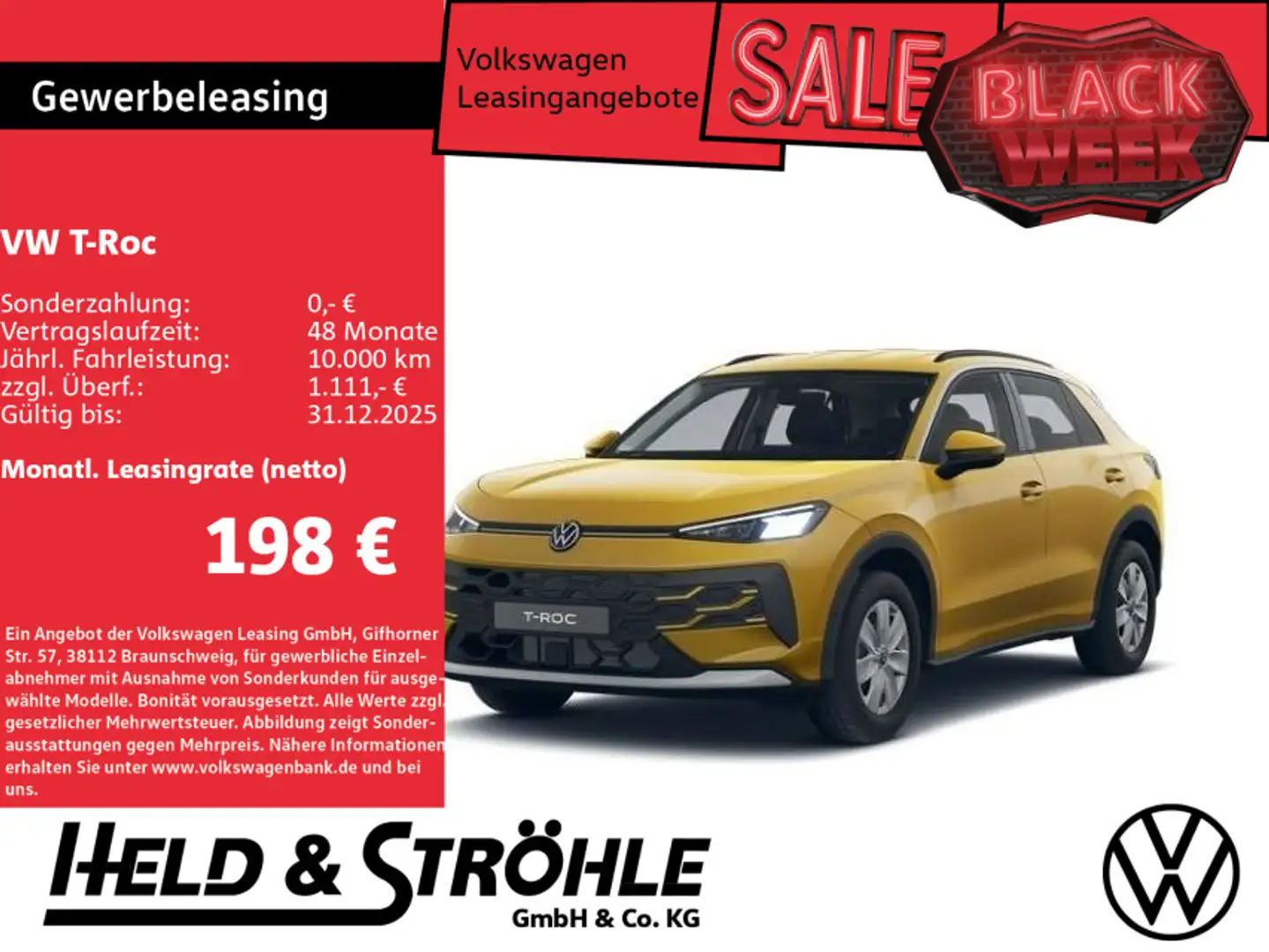 Volkswagen T-Roc Trend->neues Modell<-Leasing bis 30.09.25 Jaune - 1
