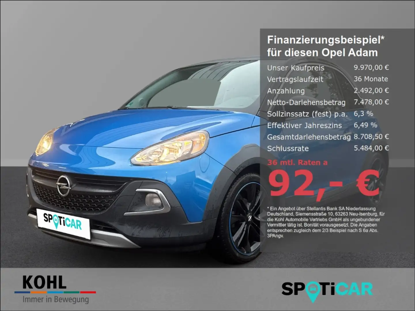 Opel Adam Rocks Faltdach Freisprech Lederlenkrad SHZ Temp Kl Blau - 1