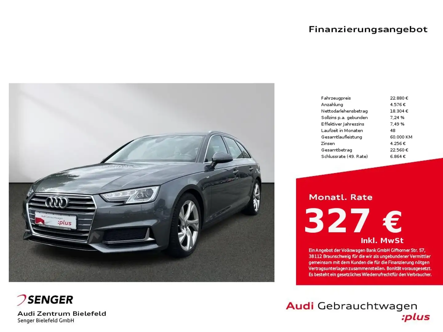 Audi A4 Avant S line 35 TFSI Tiptronic MMI Xenon Gris - 1