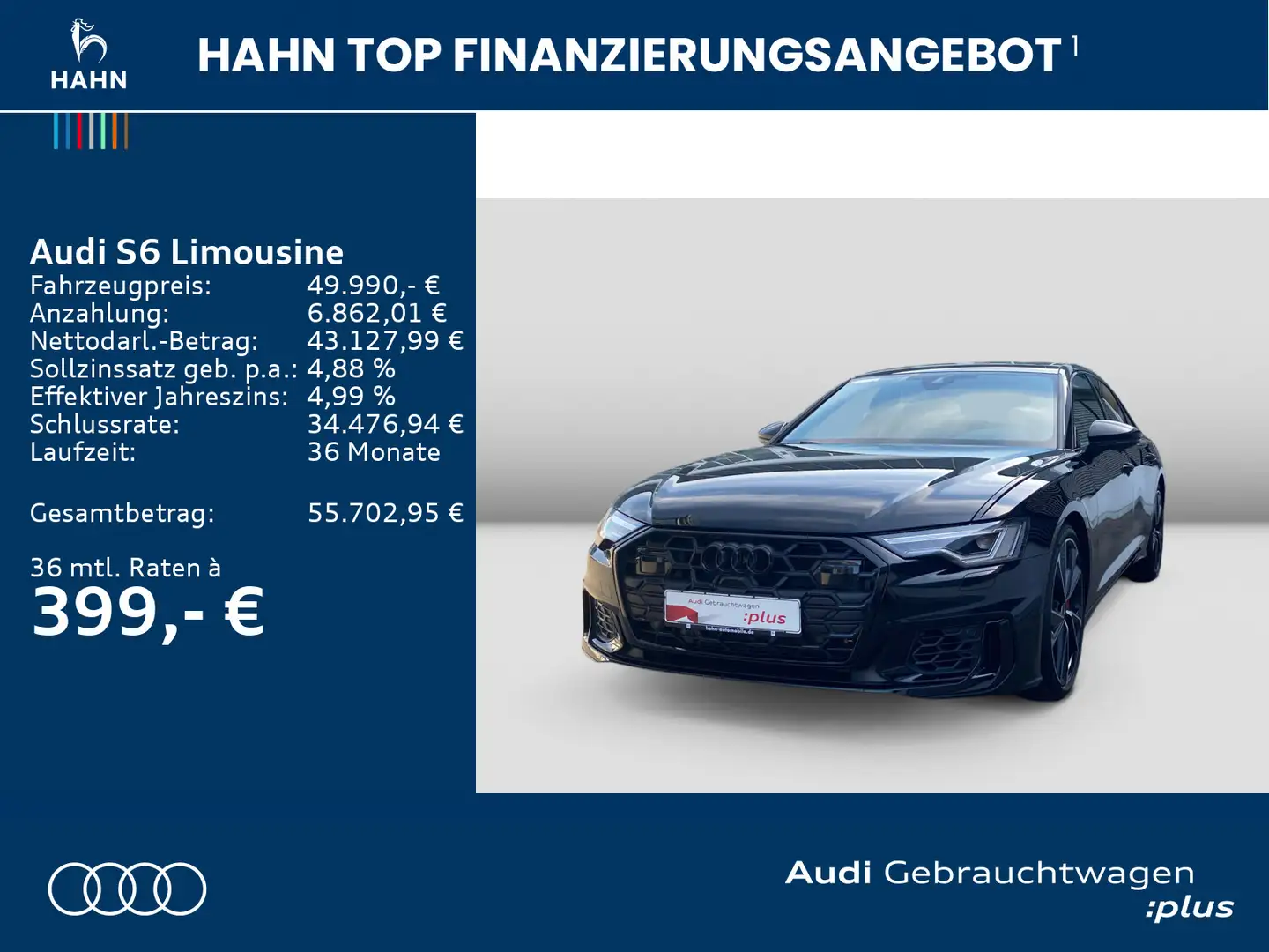 Audi S6 TDI qua S-Trc Pano B&O CAM Virtual Schwarz - 2