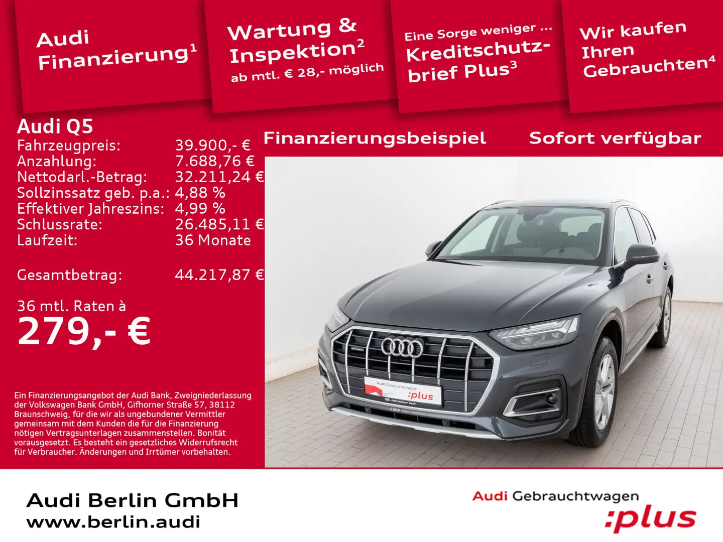 Audi Q5 Advanced 40 TDI qu.S tr. STDHZG MATRIX RFK Grijs - 1