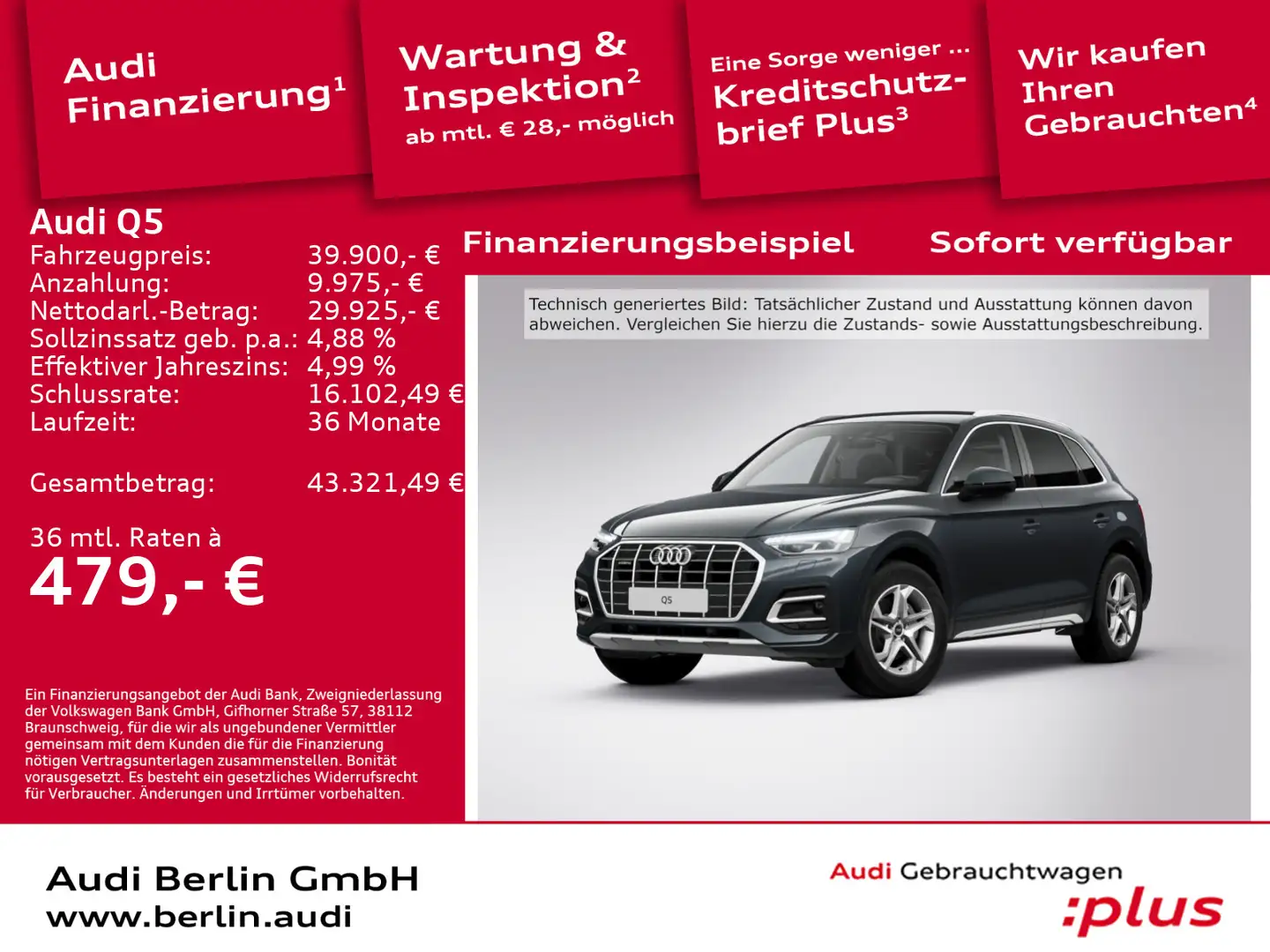 Audi Q5 Advanced 40 TDI qu.S tr. STDHZG MATRIX RFK Grau - 1