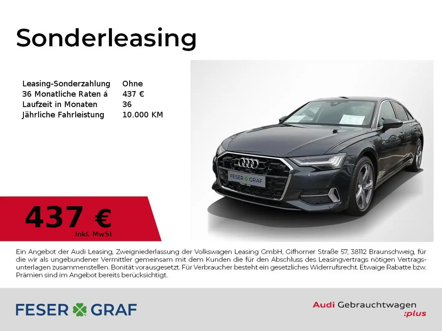 Audi A6 Limousine 40 TDI qu. advanced Matrix Standh. Grau - 1