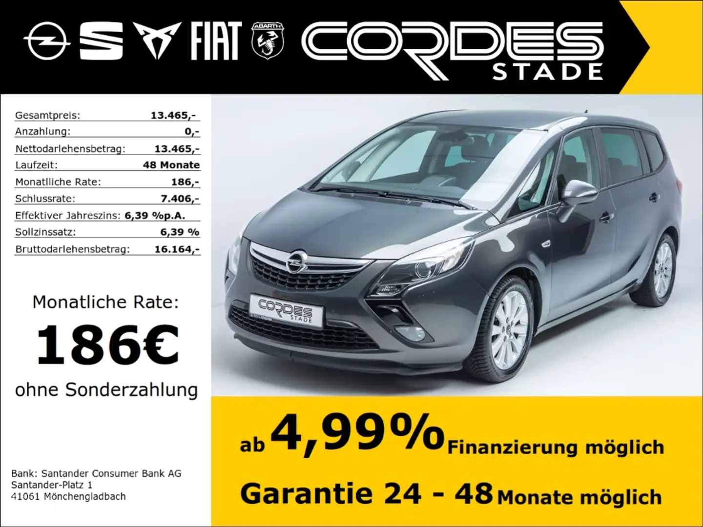 Opel Zafira C Edition 1.4 Turbo AHK 7sitzer Allwetter (156) Сірий - 1