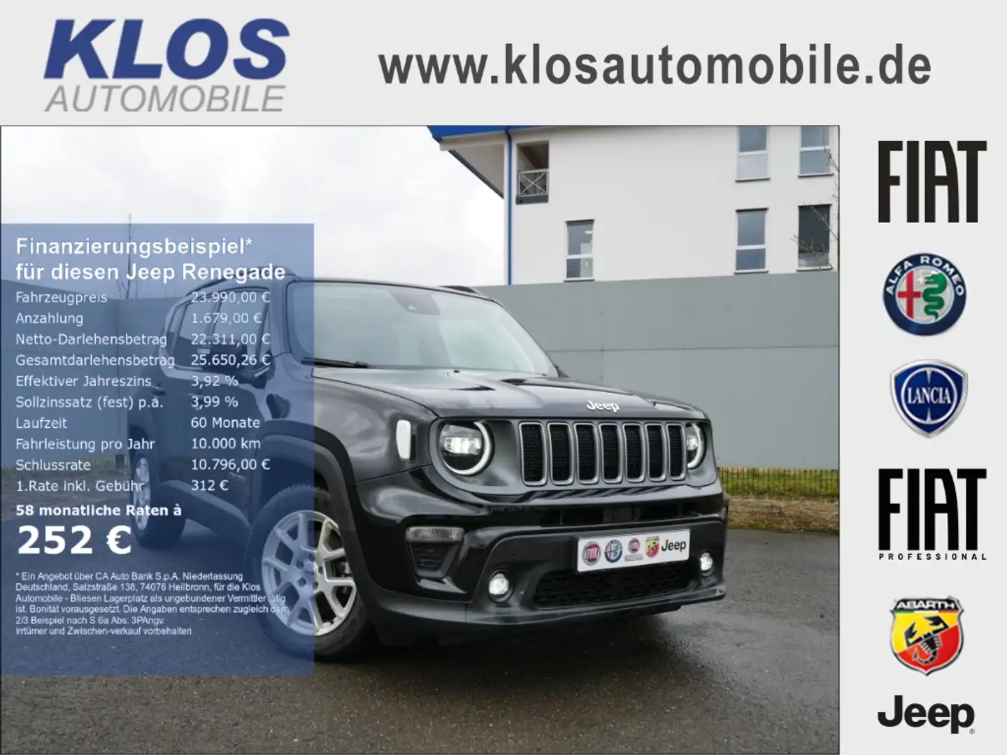 Jeep Renegade LIMITED e-HYBRID 1.5 GSE T4 48V 130PS DCT 4x2 NAVI Schwarz - 1