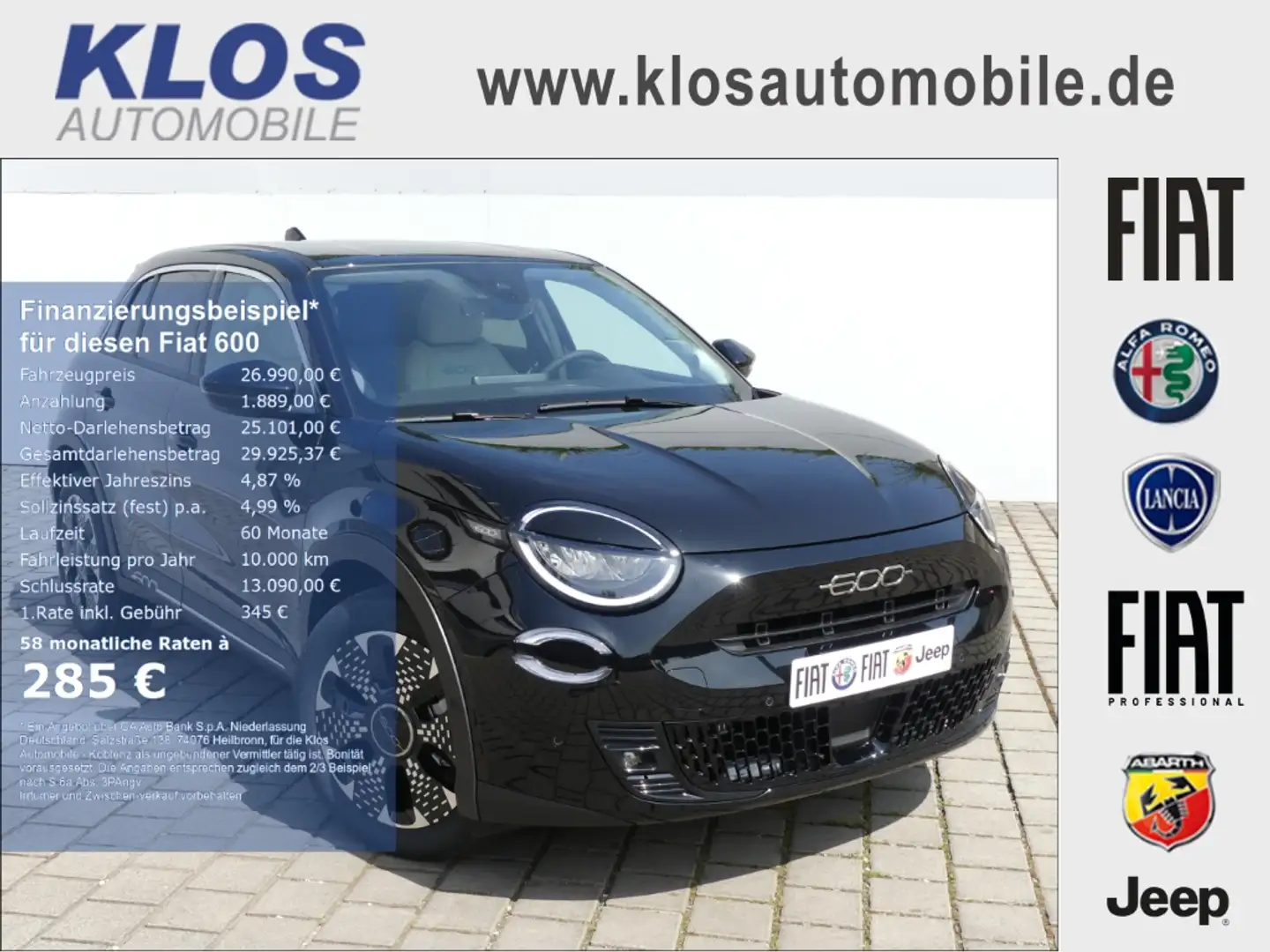 Fiat 600 HYBRID LA PRIMA 1.2 110 PS DCT6 LED NAVI KAMERA Schwarz - 1