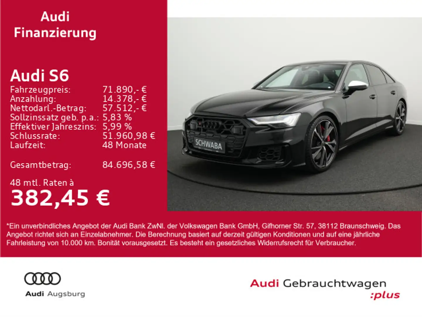 Audi S6 TDI MATRIX*Allr.Lenk*PANO*AHK*8fach Schwarz - 1