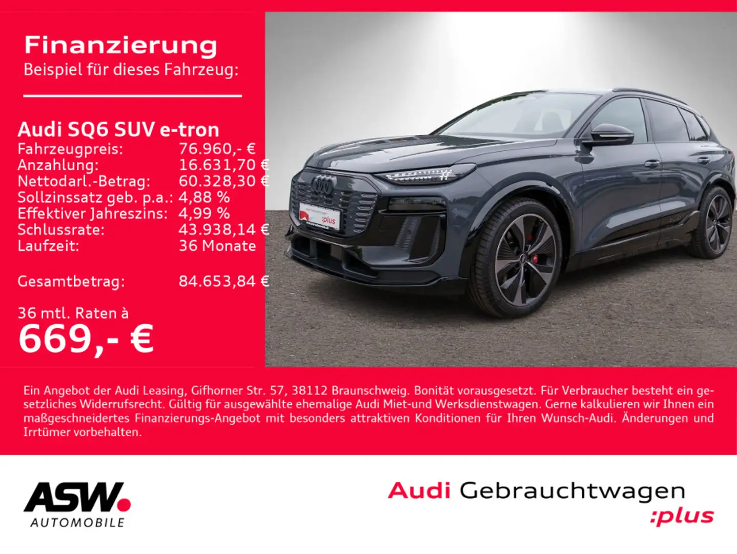Audi SQ6 e-tron SQ6 e-tron quattro edition one Navi Matrix Pano Gris - 1