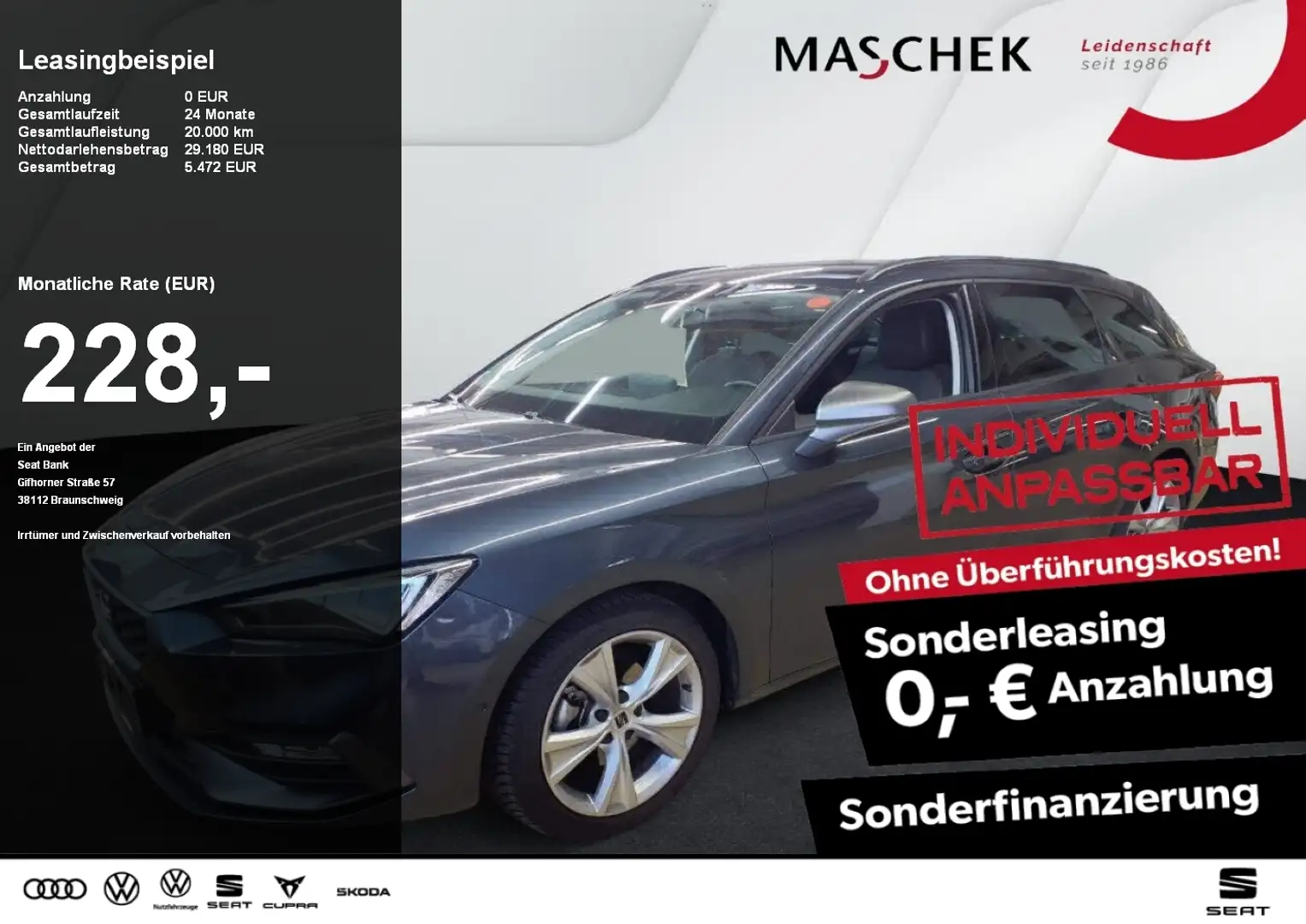 SEAT Leon ST FR 1.5 eTSI Matrix ACC Sitzh. RearView Navi Grau - 1