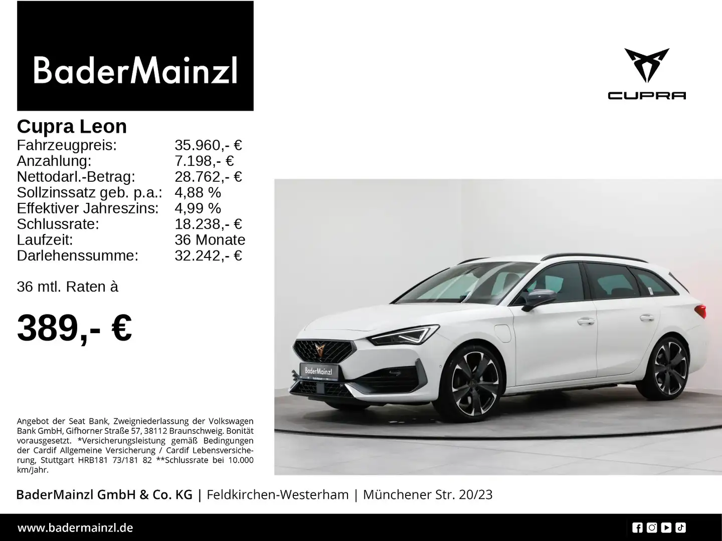 SEAT Leon ST 1.4 eTSI VZ ACC CarPlay Matrix Kam Beats Weiß - 1