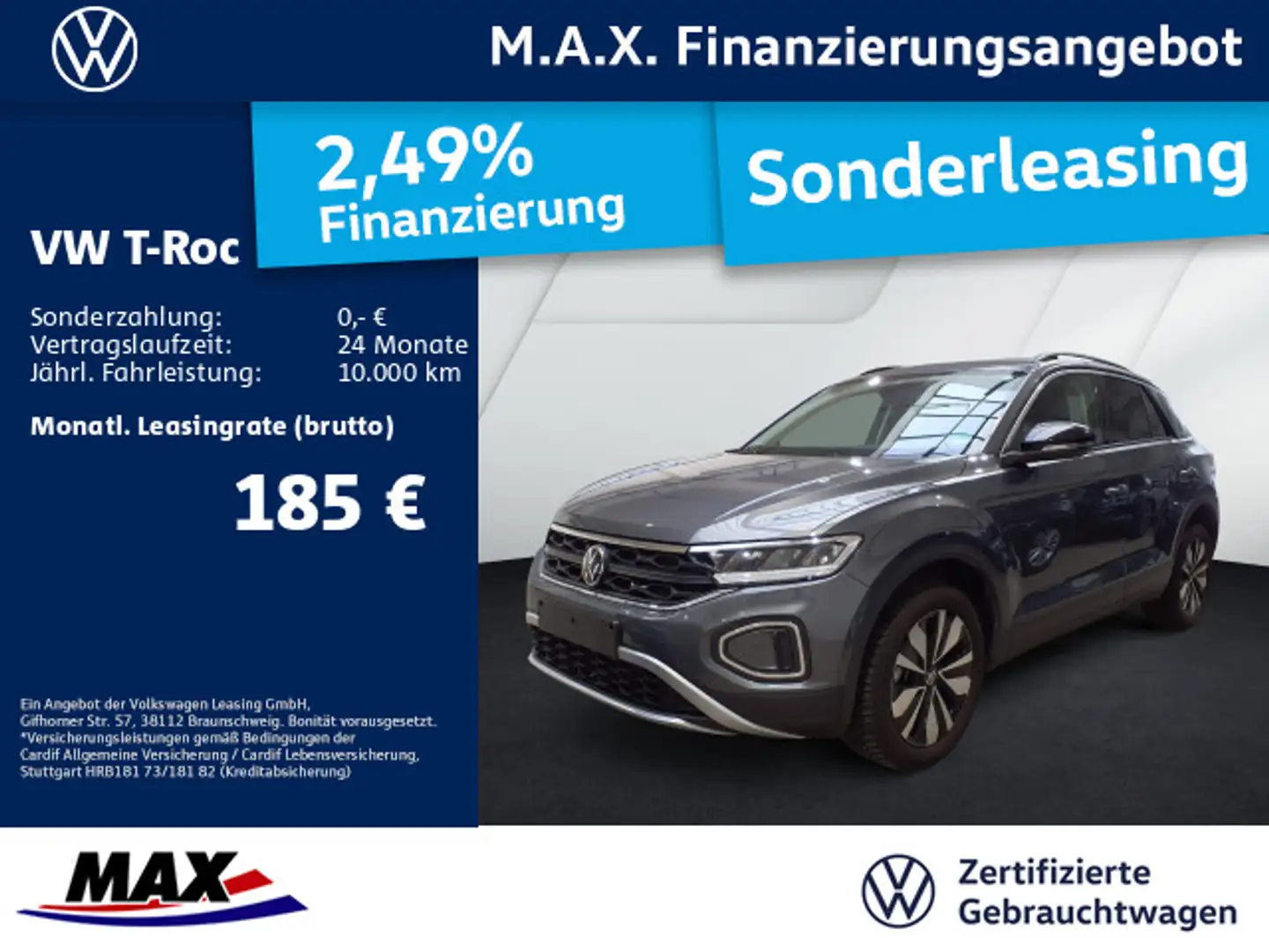 Volkswagen T-Roc 1.0 TSI GOAL LED+NAVI+DIGI CP+ALU 17"+ACC+ Grau - 1