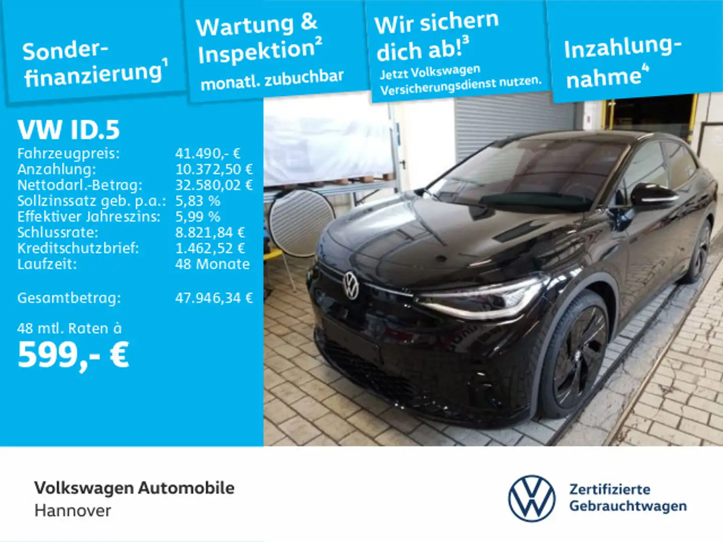 Volkswagen ID.5 GTX 4M Navi LED PDC WP SHZ DAB+ Schwarz - 1