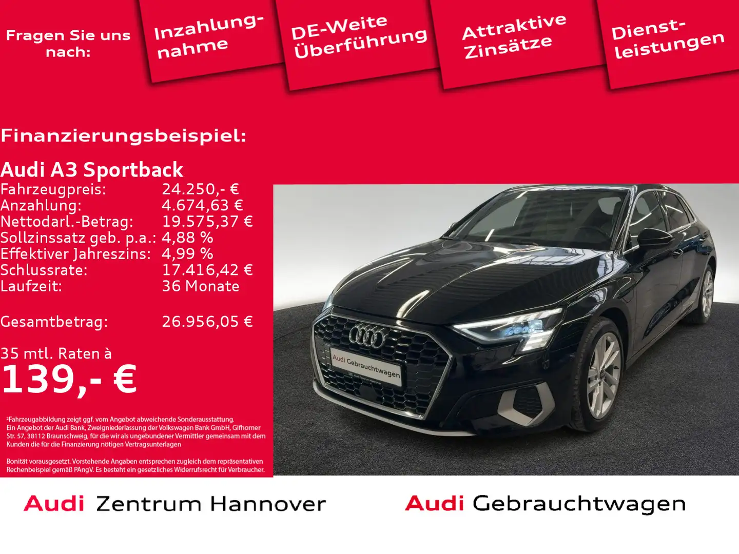 Audi A3 advanced 40 TFSIe Matrix LED AHK vi Noir - 1