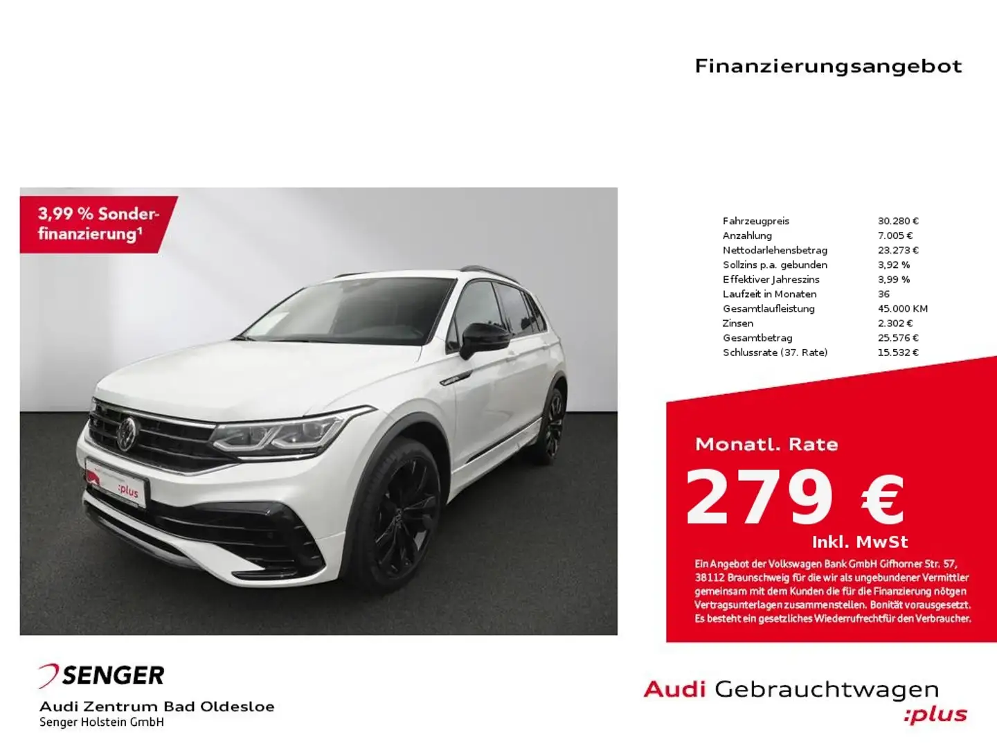 Volkswagen Tiguan 2.0 TDI R-Line 4MO DSG Nav Matrix AHK DCC Weiß - 1