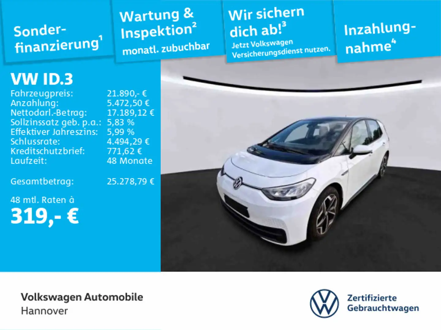 Volkswagen ID.3 Pro S Navi Kamera WP LED SHZ PDC Weiß - 1