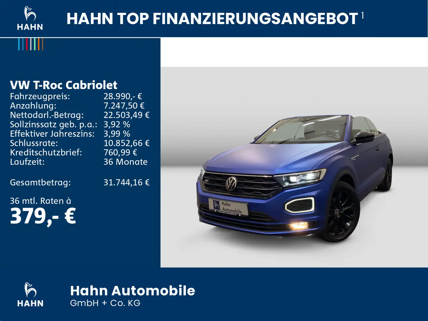 Volkswagen T-Roc 1.5TSI DSG R-Line Edition AHK CA Blau - 2