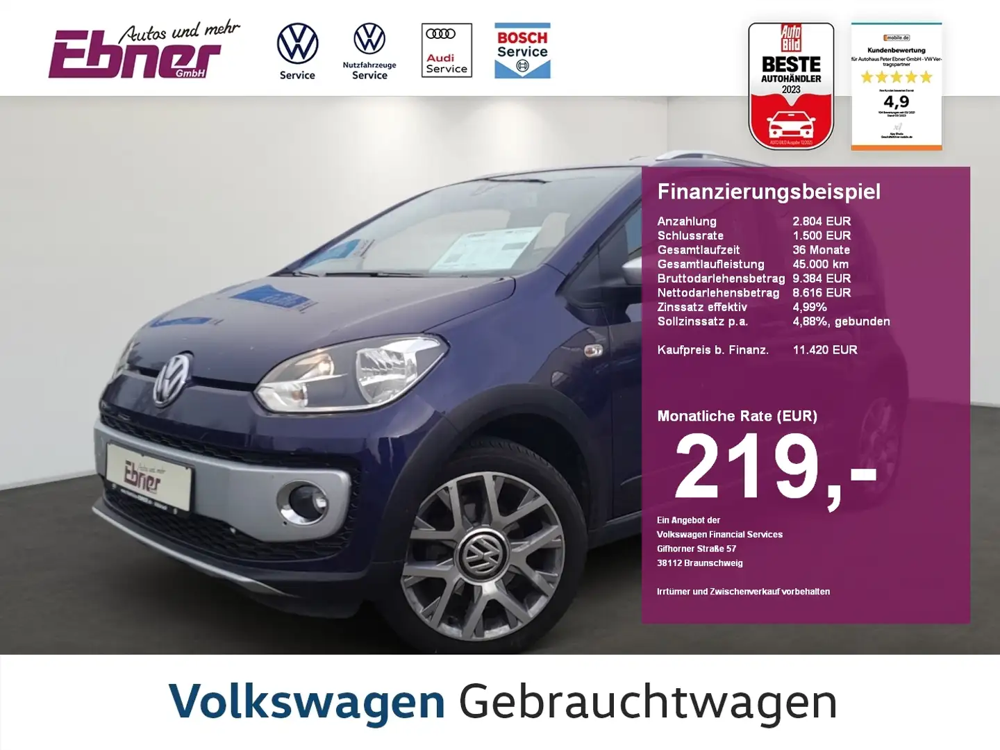 Volkswagen up! CROSS UP! ERST 26tKM!!! NAVI+SITZHZG+GRA+PDC+16 AL Bleu - 1