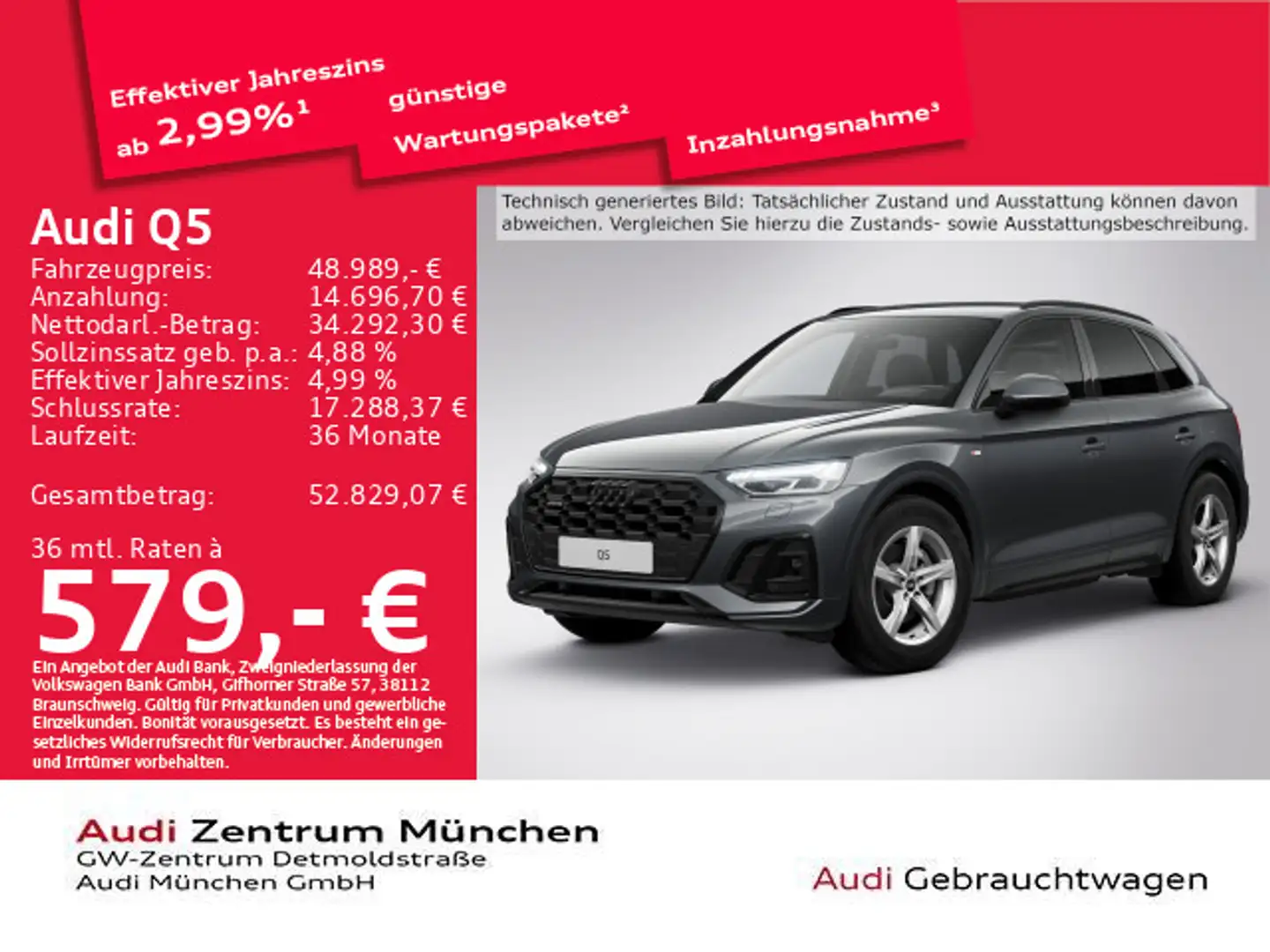 Audi Q5 40 TDI qu. S tronic 2x S line UPE: 73" AHK/St Grau - 1