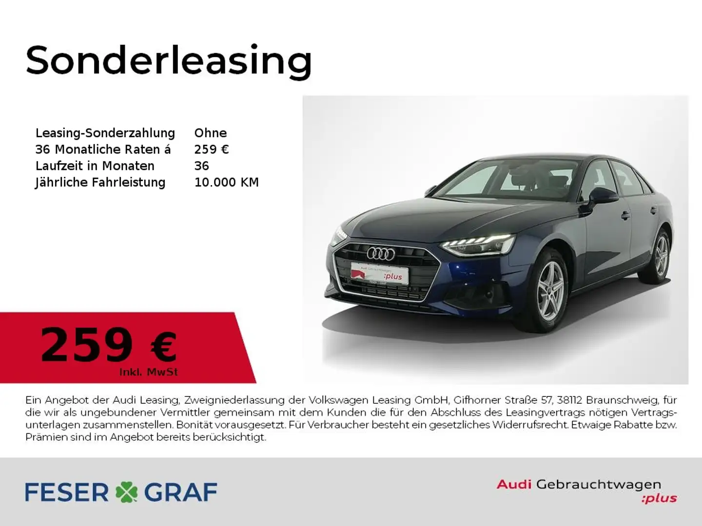 Audi A4 Lim. 35 TFSI LED/Navi/PDC V+H/3-Z-Klima Blu/Azzurro - 1