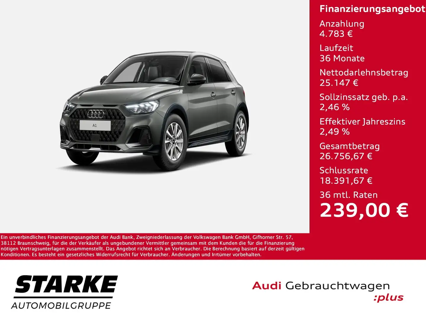 Audi A1 allstreet 30 TFSI S tronic NaviPlus LED SHZ Spo... Grau - 1