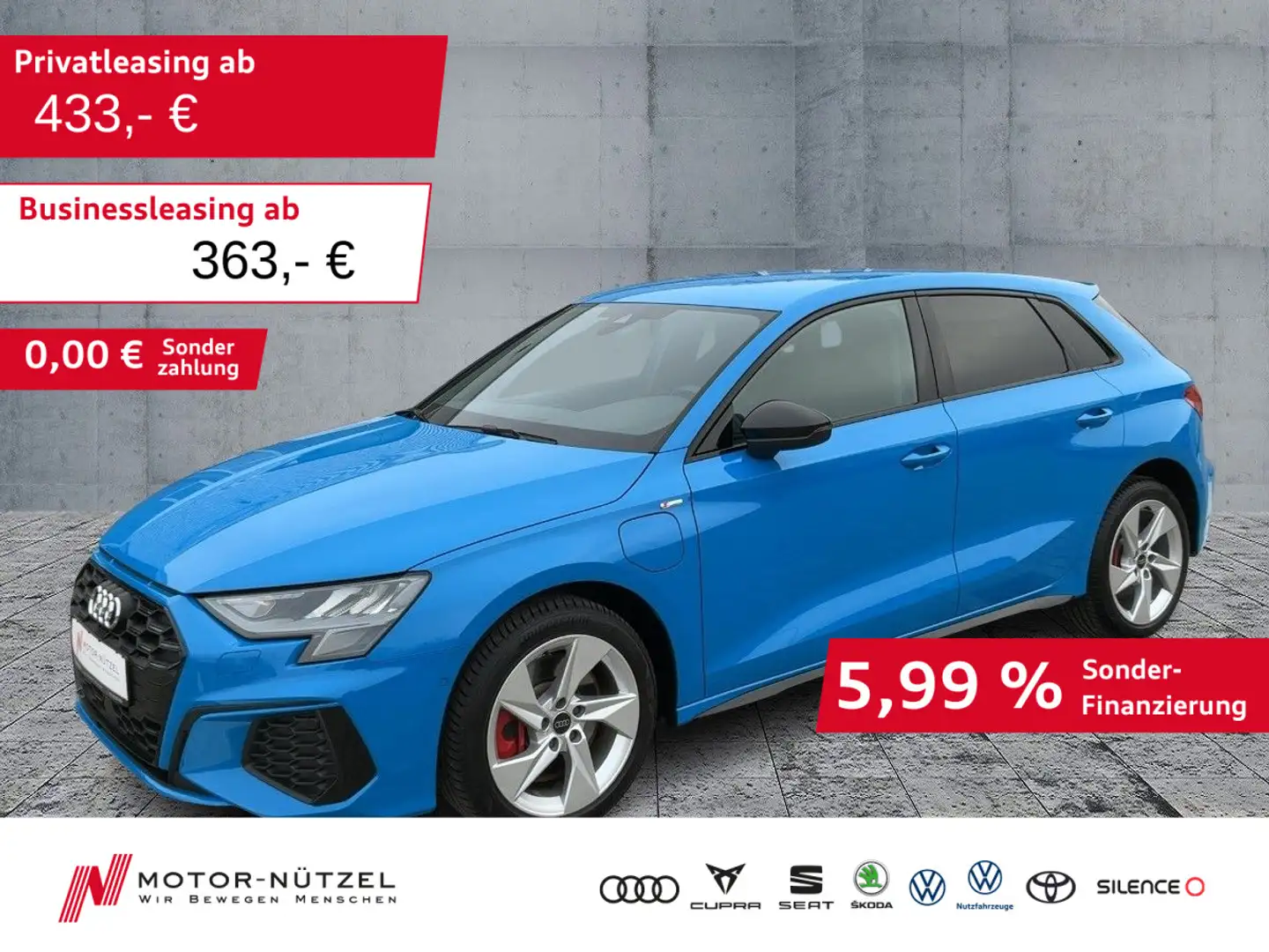 Audi A3 45 TFSI e S-TR S-LINE NAVI+PDC+ACC Blau - 1