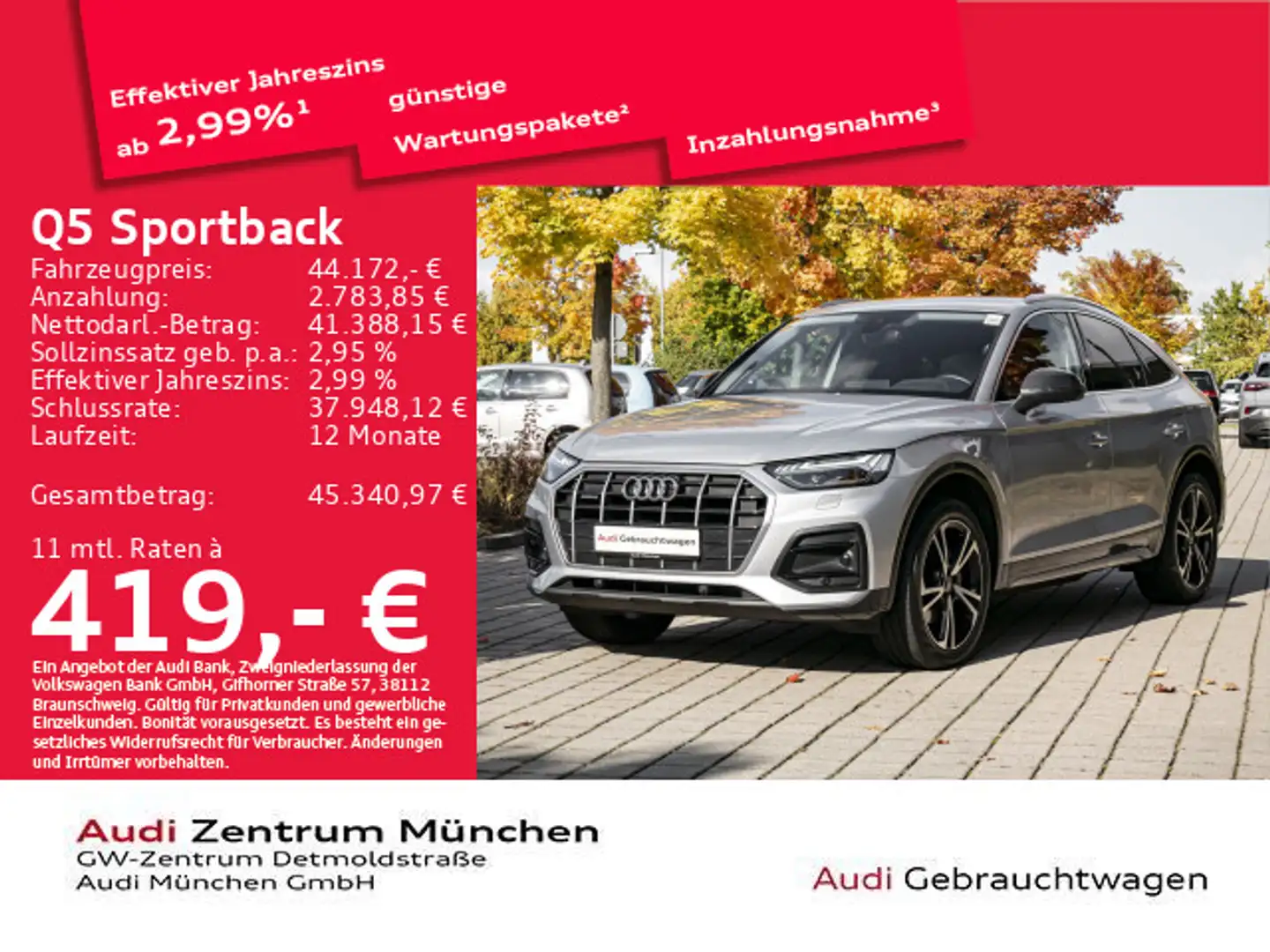 Audi Q5 40 TDI qu. S tronic advanced AHK/Vi Silber - 1
