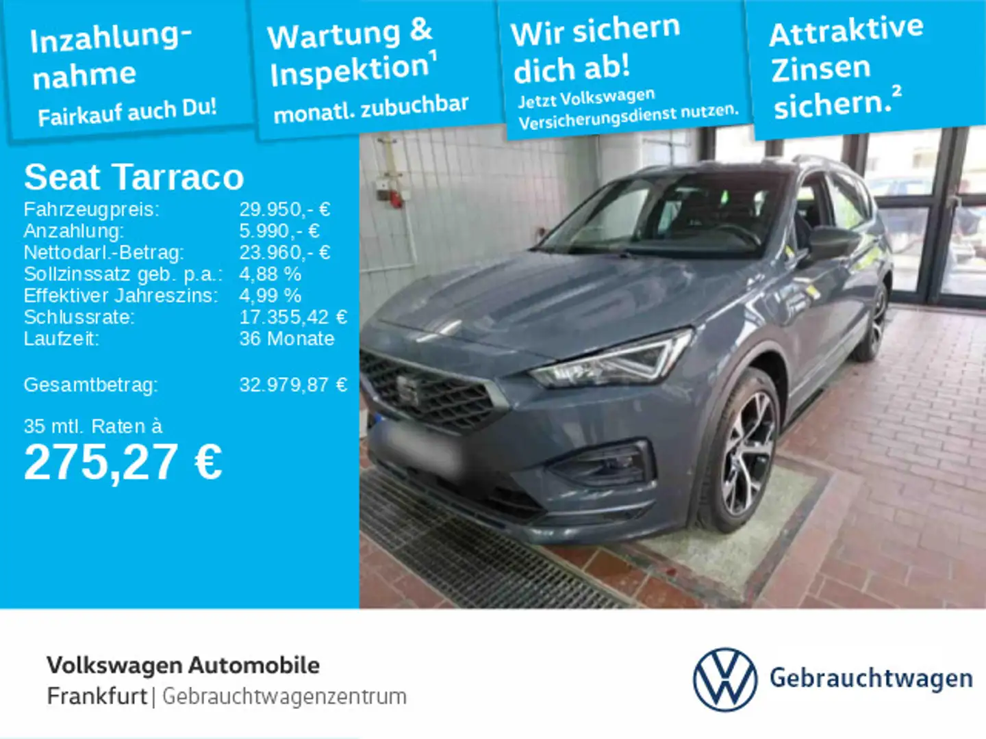 SEAT Tarraco 1.4 e-HYBRID Navi Sitzheizung Sprachsteu Grau - 1