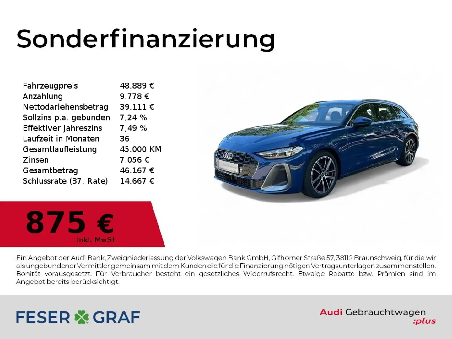 Audi A5 Avant S line 35 TFSI MatrixLED/AVZ/360°/Tech+ Blau - 1