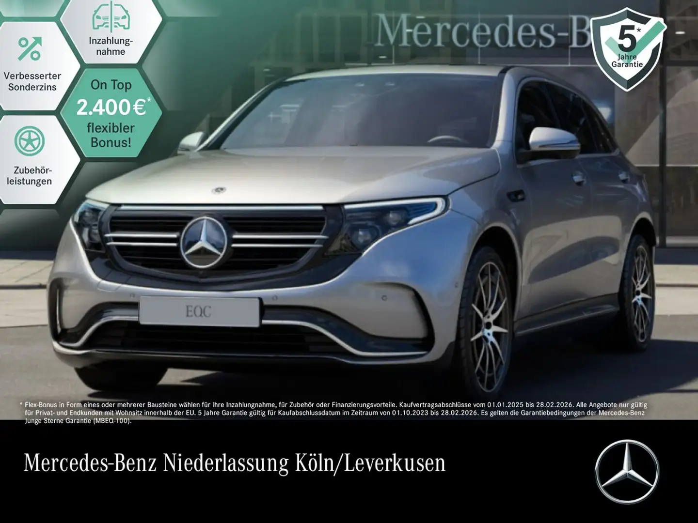 Mercedes-Benz EQC 400 4M AMG+360+AHK+MULTIBEAM+FAHRASS+BURMESTER Srebrny - 1