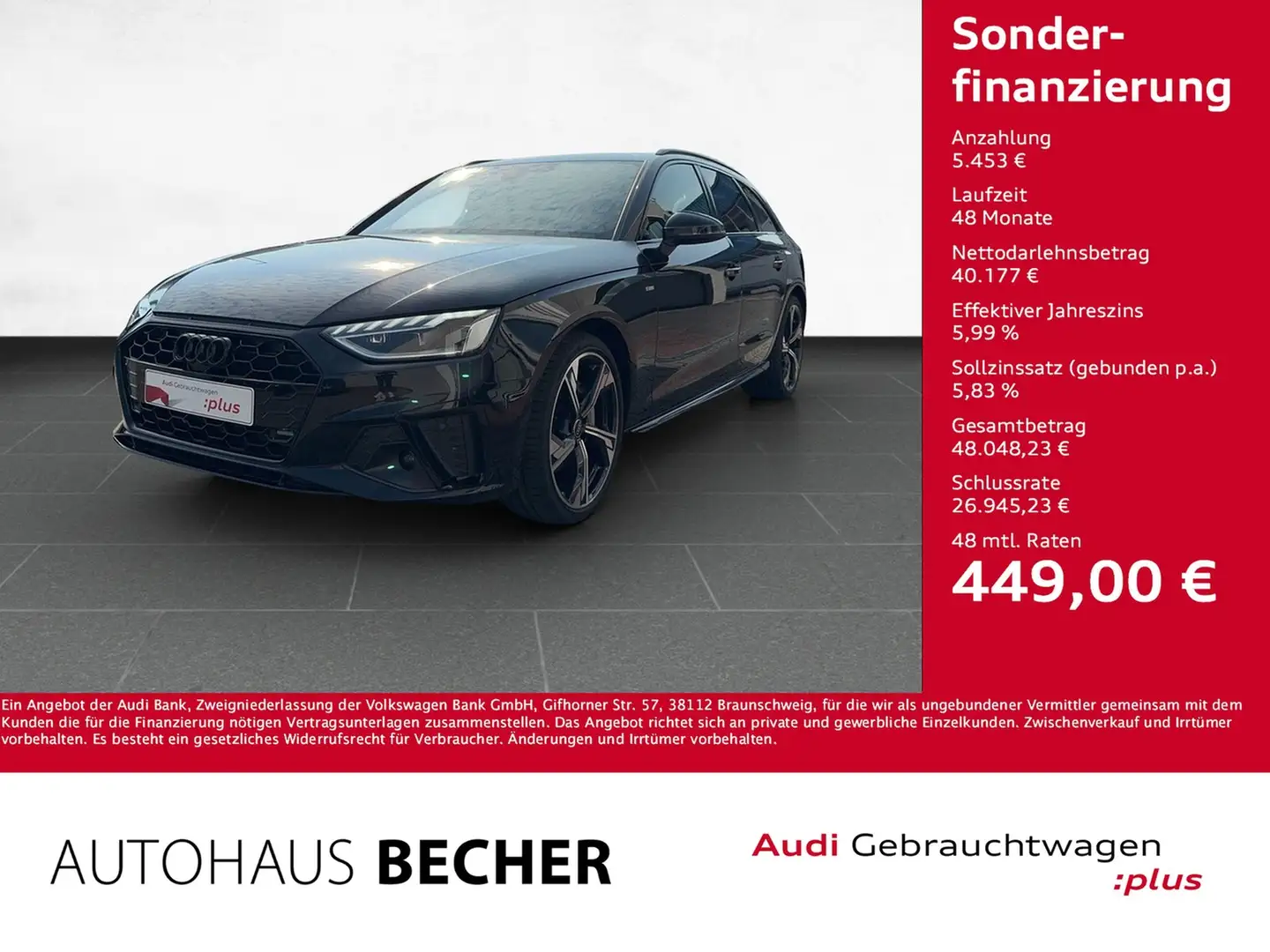 Audi A4 Avant S line 40 TDI S tronic /AHK/Navi/LED Schwarz - 1